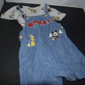 Mickey and Pluto 2 pc overall set 12 months